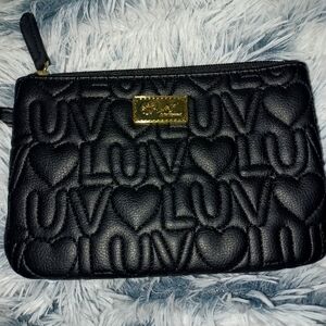 Betsy Johnson Bllack Quilted Love Bag/ Clutch